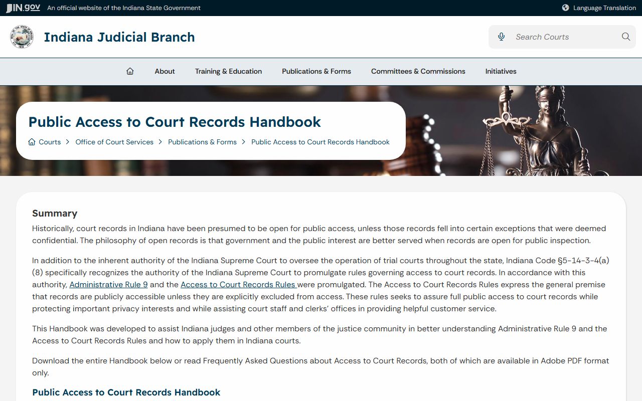 Miami County Clerk of Courts public access handbook source