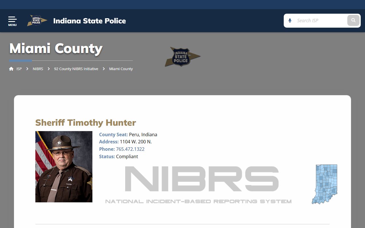 Miami County arrest records Indiana State Police NIBRS page