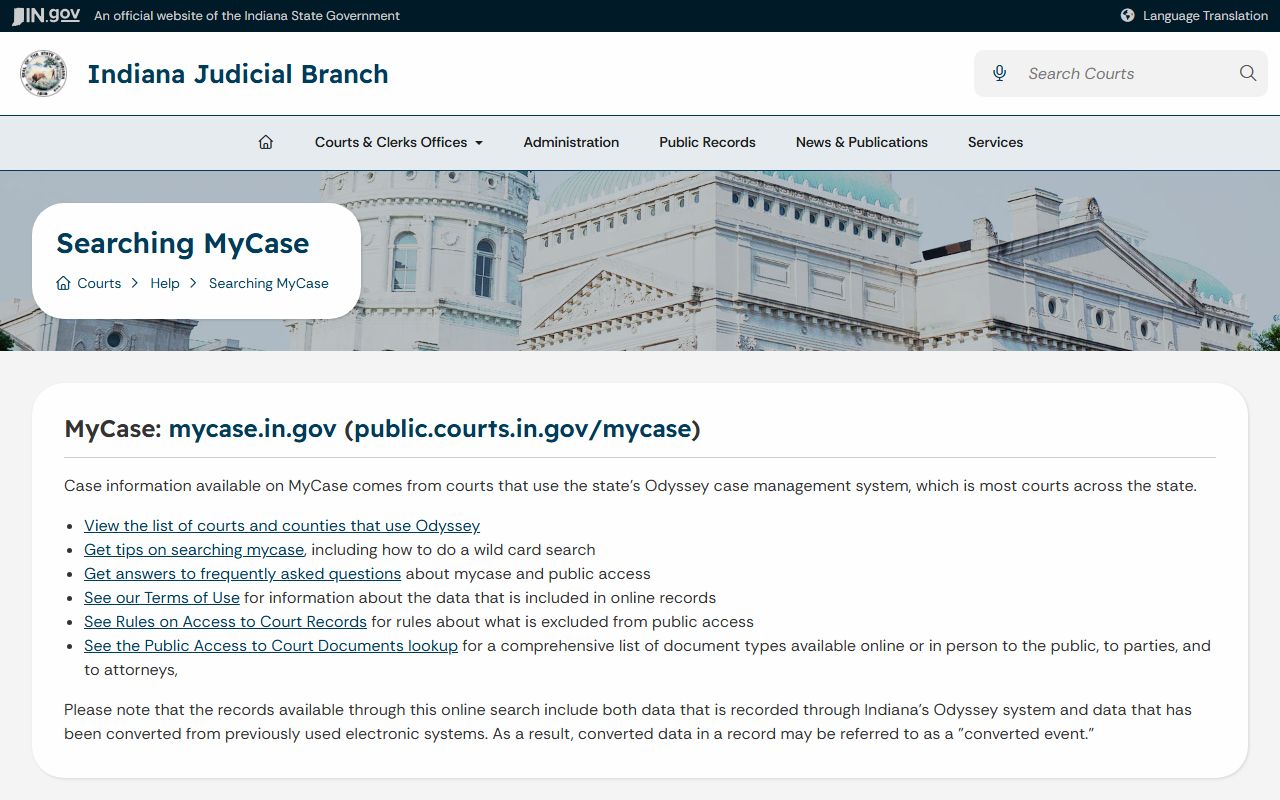Miami County court records MyCase help page