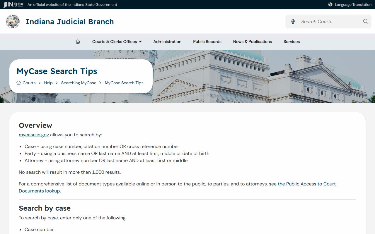 Miami County court records MyCase search tips