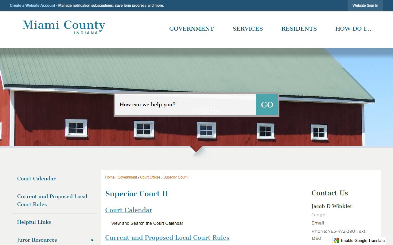 Miami County Superior Court II records page