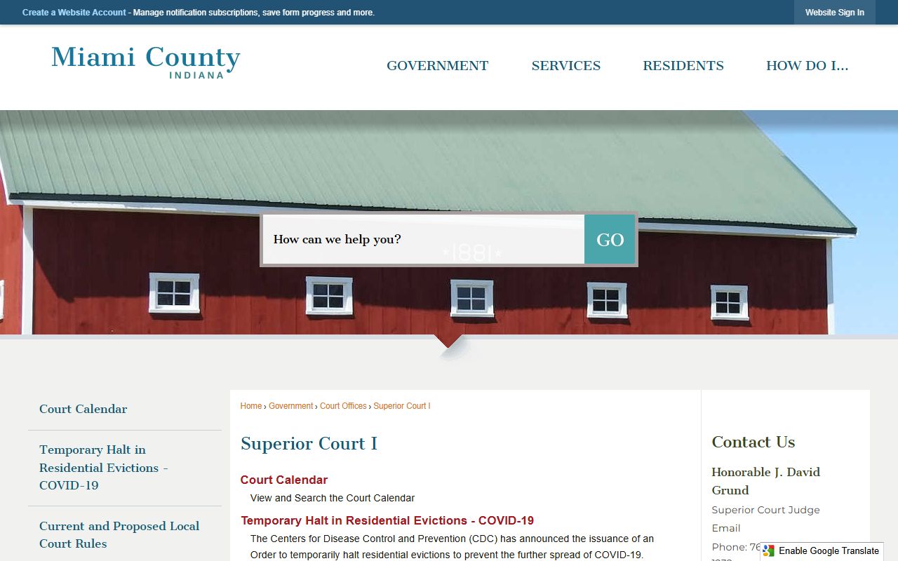 Miami County Superior Court I records page