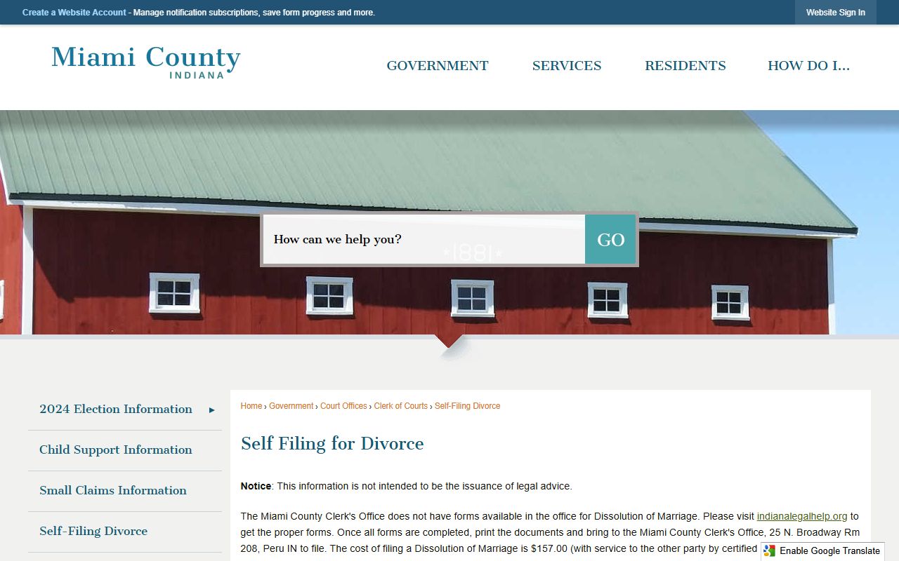 Miami County divorce records self filing divorce page